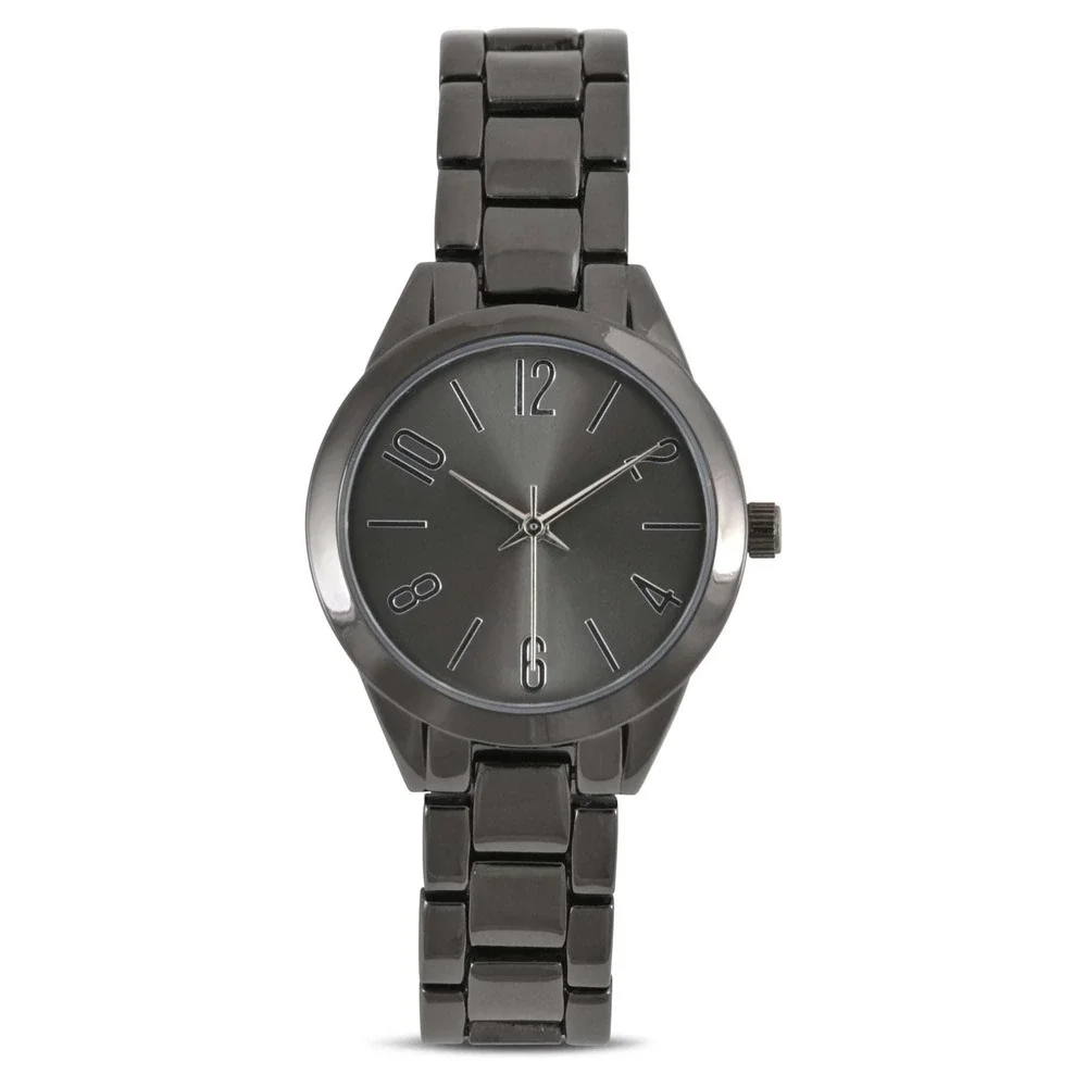 Time and‎ Tru Bracelet Watch Women Gun Metal Silver Arabics 31MM SR626SW